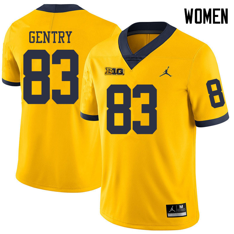 Jordan Brand Women #83 Zach Gentry Michigan Wolverines College Football Jerseys Sale-Yellow